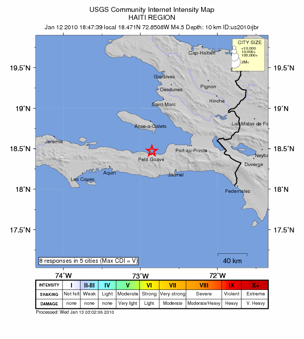  U.S. Geological map of Haiti earthquake. USGS.